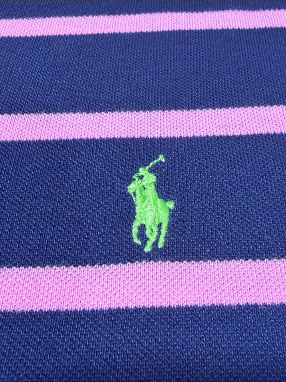 Polo Ralph Lauren Vintage 90s Navy Pink Striped Polo Shirt Embroidered Pony XL